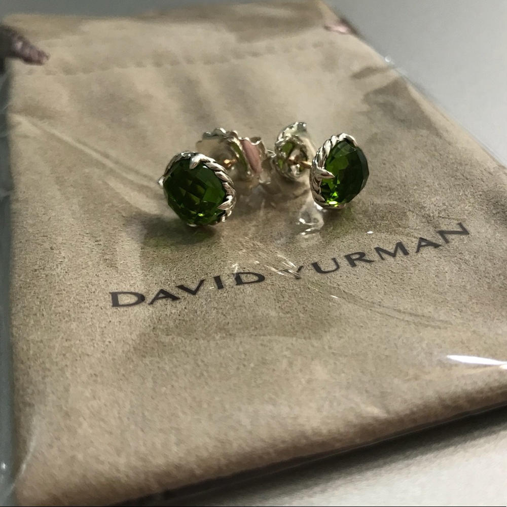 DY Silver Chatelaine with Green Peridot Earrings